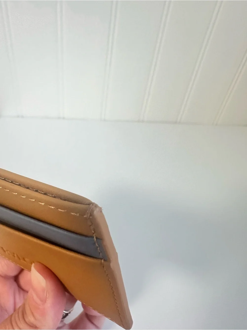 RYLOR Tan & Gray Leather Card Holder (NWOT)